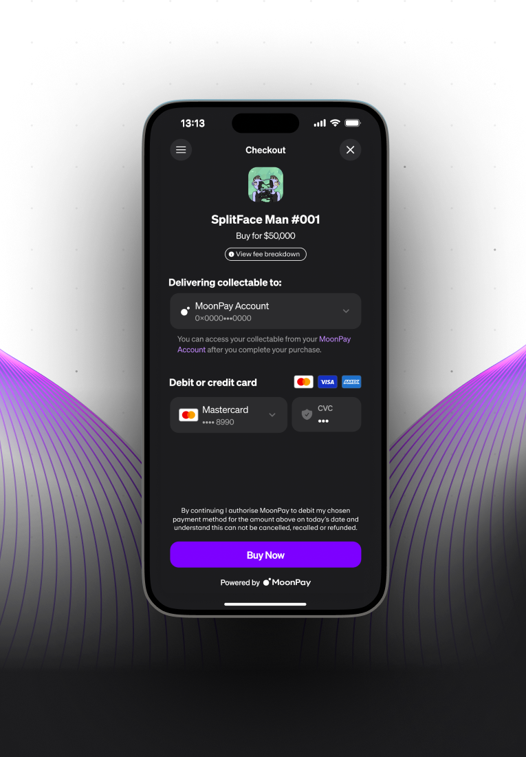 MoonPay checkout on a mobile device