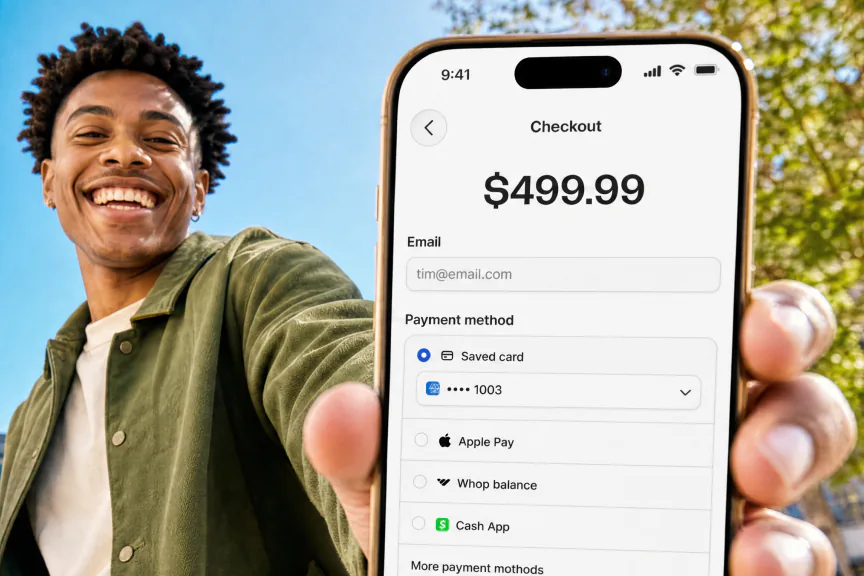 Whop checkout on a phone