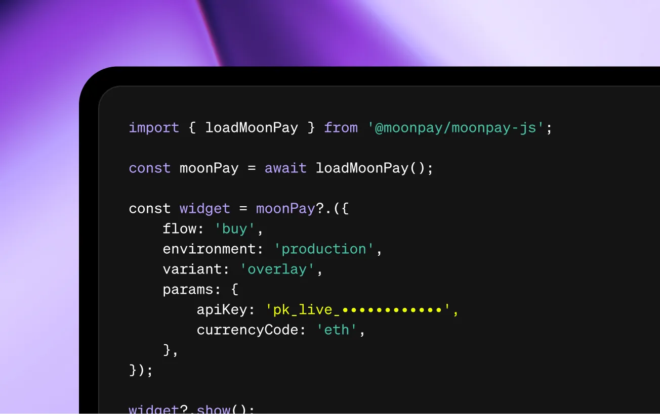 MoonPay-Beispielcode für sichere Entwicklung